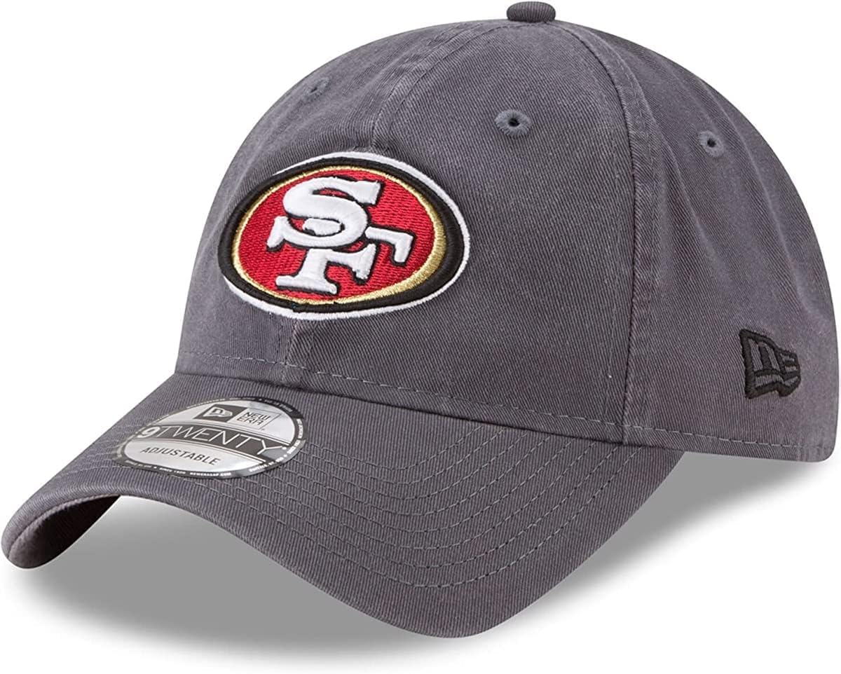 New Era NFL Core Classic 9TWENTY Graphite Adjustable Hat Cap - One Size, San Francisco 49ers, One Size