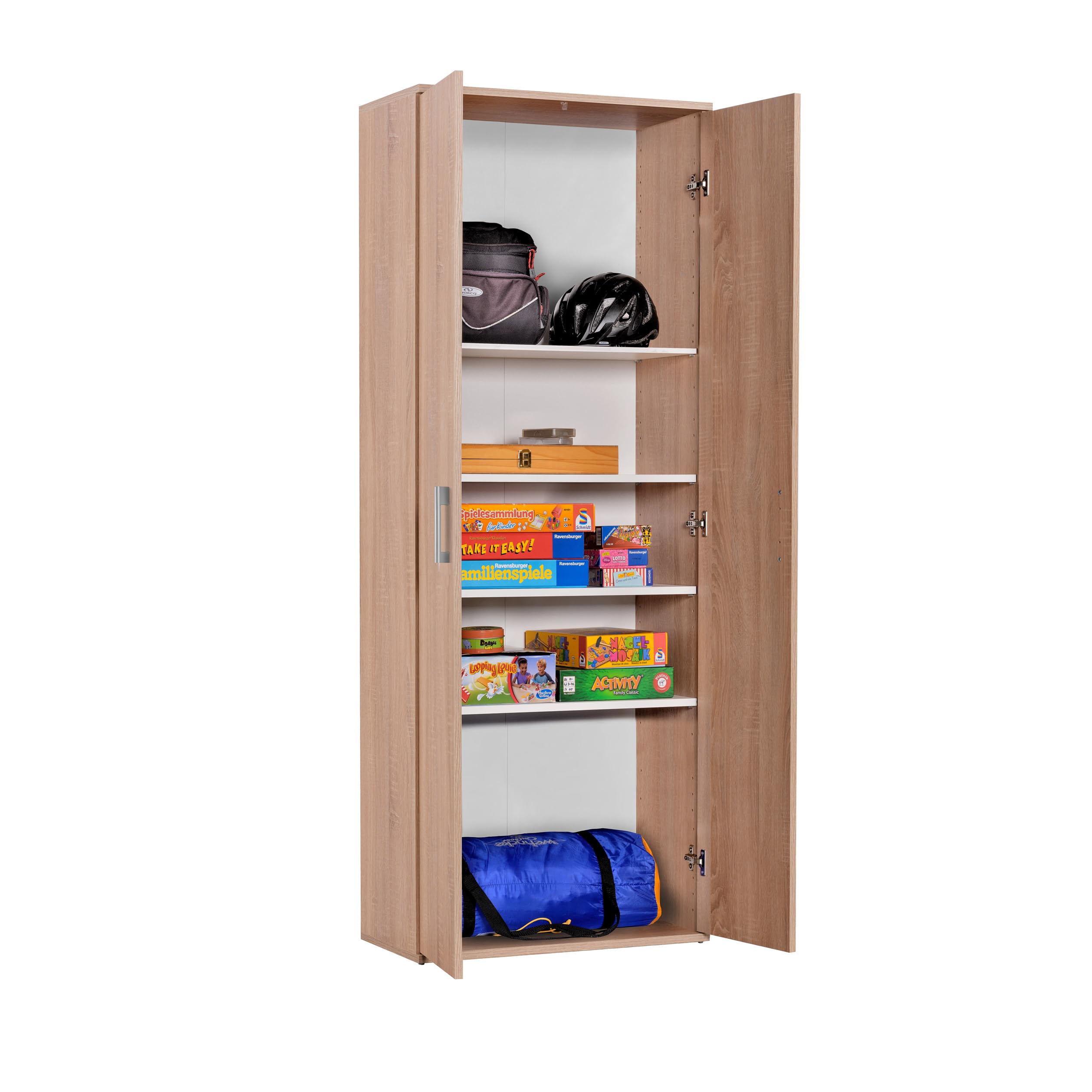 AVANTI TRENDSTORE Montanaro - Armadio multiuso in legno laminato con 2 ante a battente e 4 ripiani, disponibile in 3 colori diversi. Dimensioni LxAxP ca. 60x180x34 cm