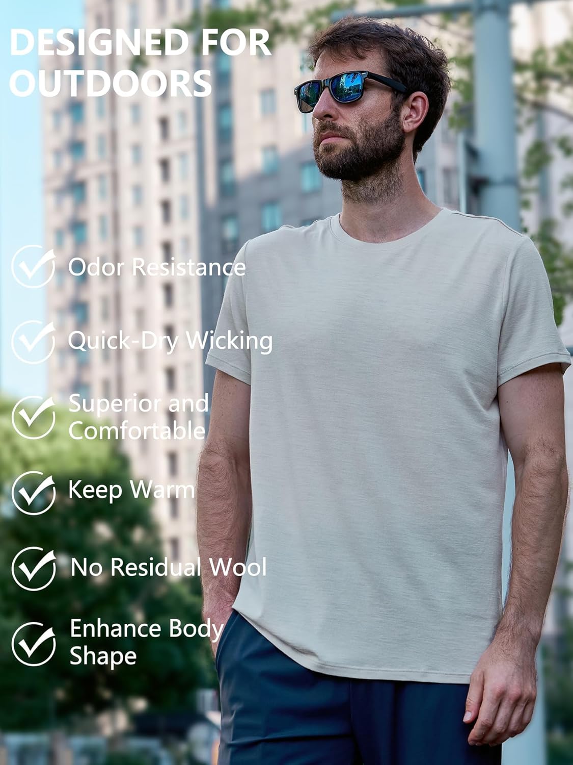 innotree Merino Wool T Shirts for Men & Women - 100% Organic Odor Resistance Merino Wool Undershirt Hiking Base Layer T-Shirt