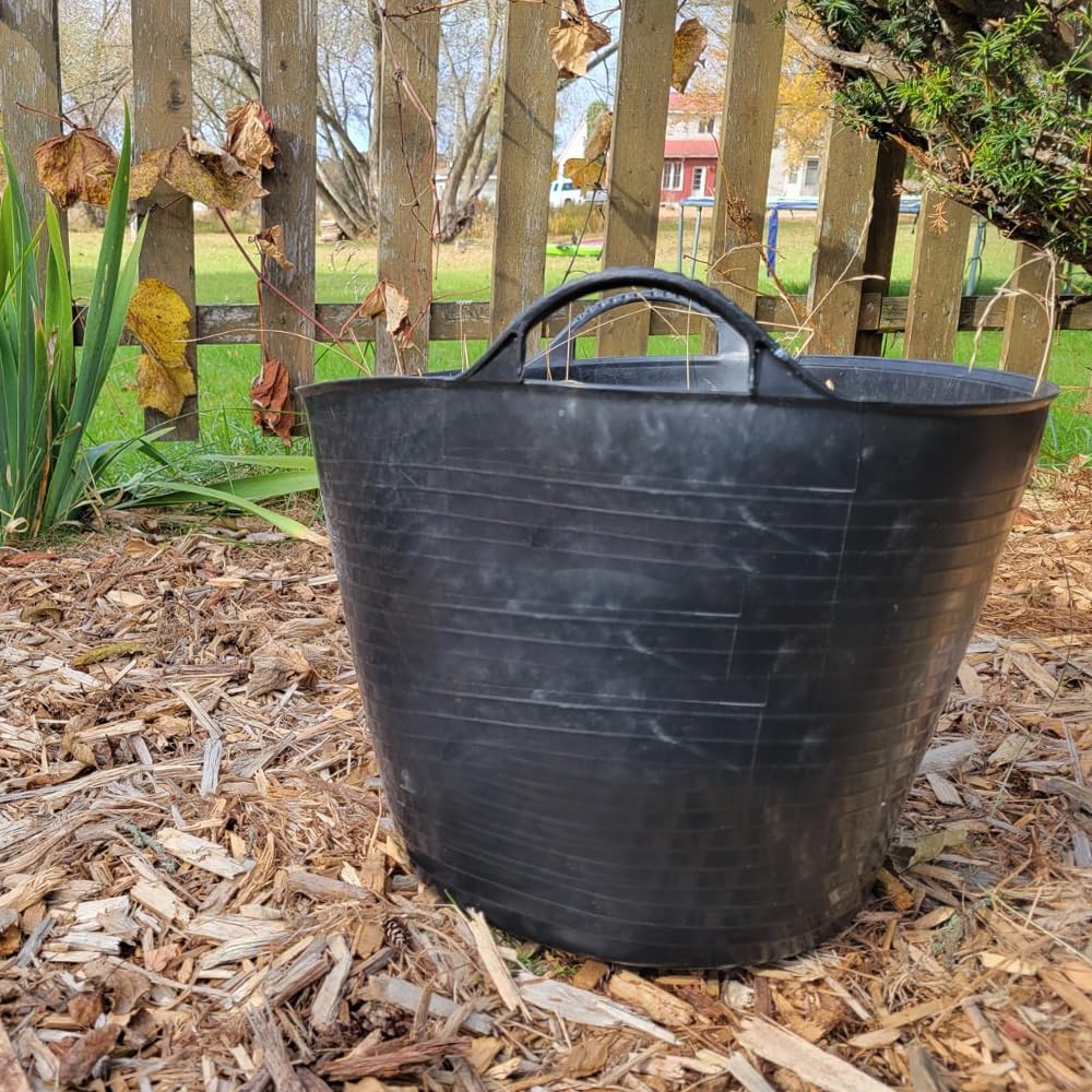 Capazo con Asa Reforzada (Negro, 42l) - Flexible y Resistente, Uso agrícola, jardín, Obras, Limpieza, construcción, lavandería, hogar...