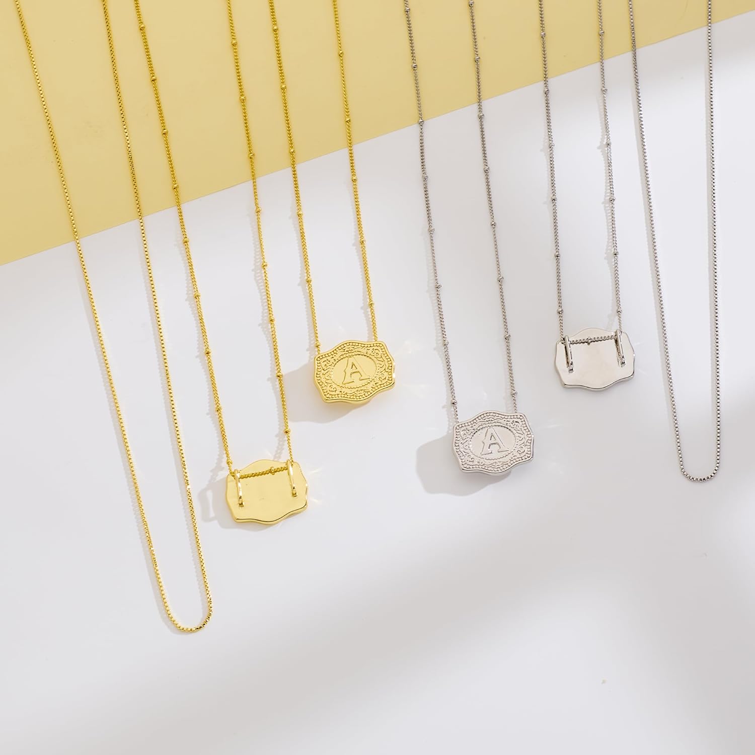 Belt Buckle Necklace With Initial For Women, 18k Gold Plated Mini Embossed Letter Pendant Western Charm Gift Jewelry - Image 6