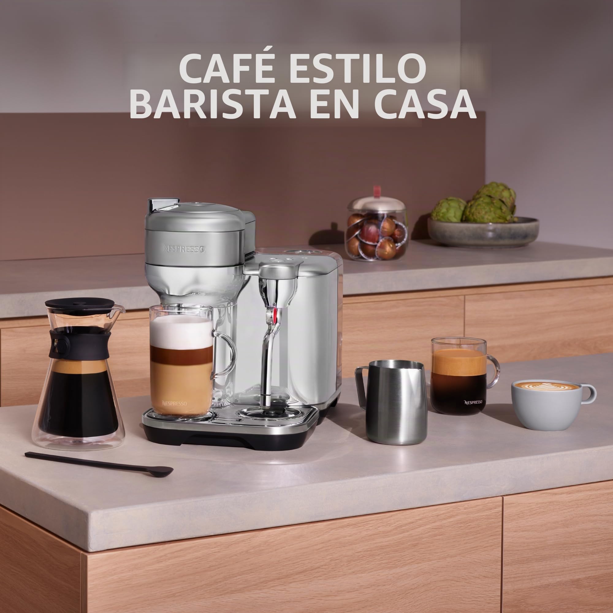 Nespresso Vertuo SVE850BTR4EBL1 Lattissima, sistema para recetas de café, cafetera para cápsulas Vertuo, 2,0 litros, por Sage, Black Truffle