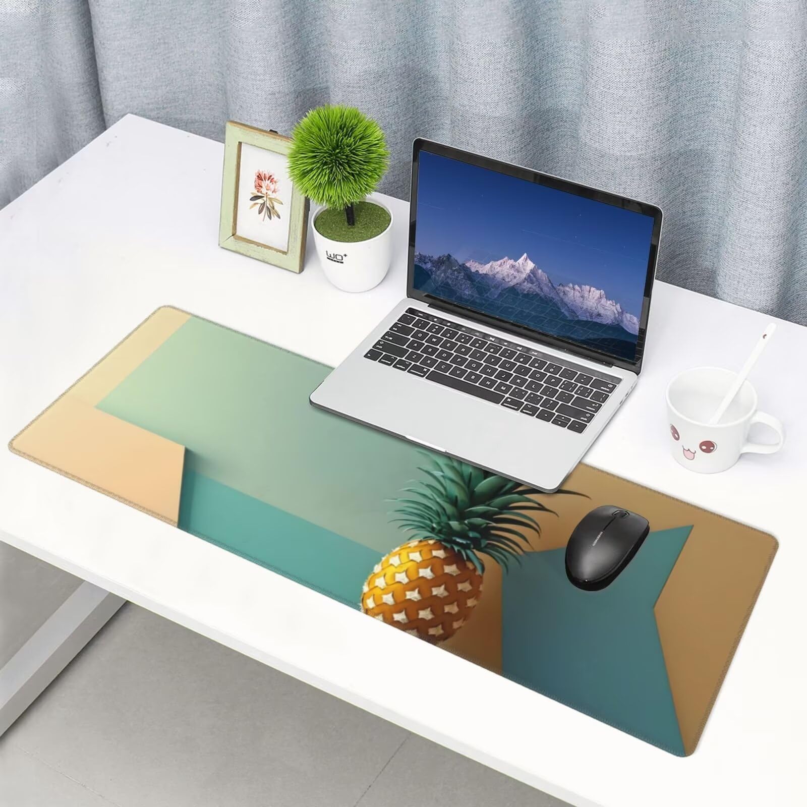 Tappetino Mouse, Tappetino Mouse Gaming Grande XXL 1500x800x3mm Tappetino Scrivania Mouse Pad, Base in Gomma Antiscivolo, Bordi Cuciti,Lavabile, Mousepad per Ufficio e Gaming (ananas) R-50