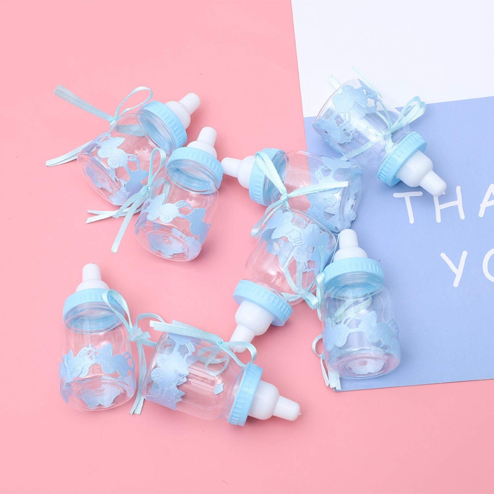 30 Pezzi biberon gigante con mini biberon azzurro Bottiglia di Caramelle Mini Bottiglia di Plastica per Regali Compleanno Baby Shower Decorazioni pe Battesimo Nascita Comunione(Blu)
