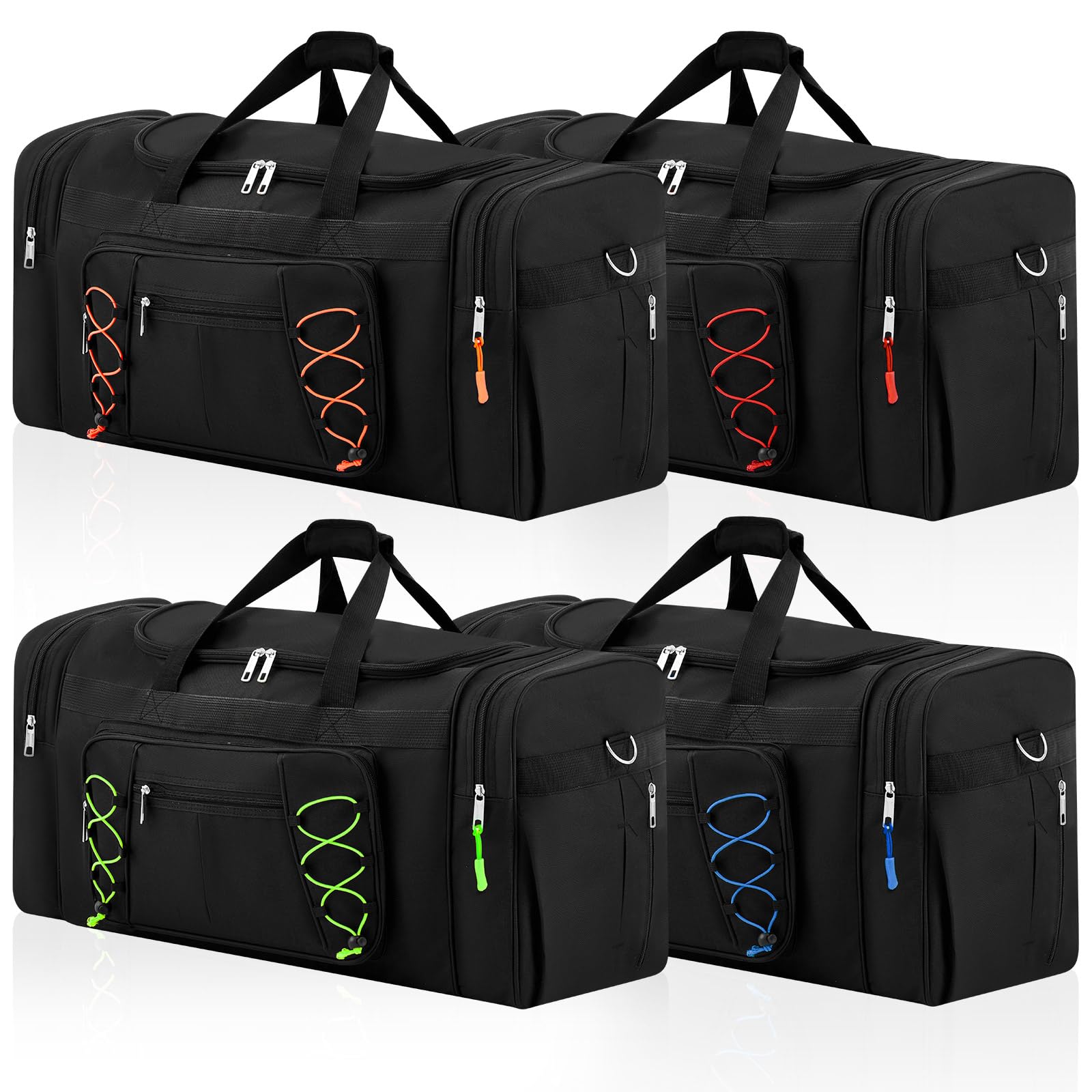 Weewooday Set di 4 Borse per Box da Tetto 65 cm 68L Duffel Portapacchi con 4 Cerniere Indicatori di Identificazione Borsa da Viaggio Nera con Scomparto per Scarpe per Box da Tetto Auto(Classico)