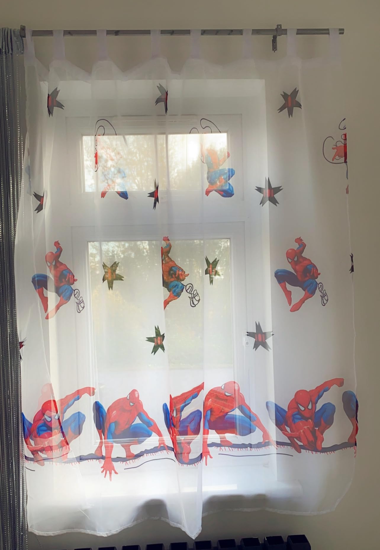Cortina de gasa con acabado Spiderman con ranura superior (75 cm, 250)