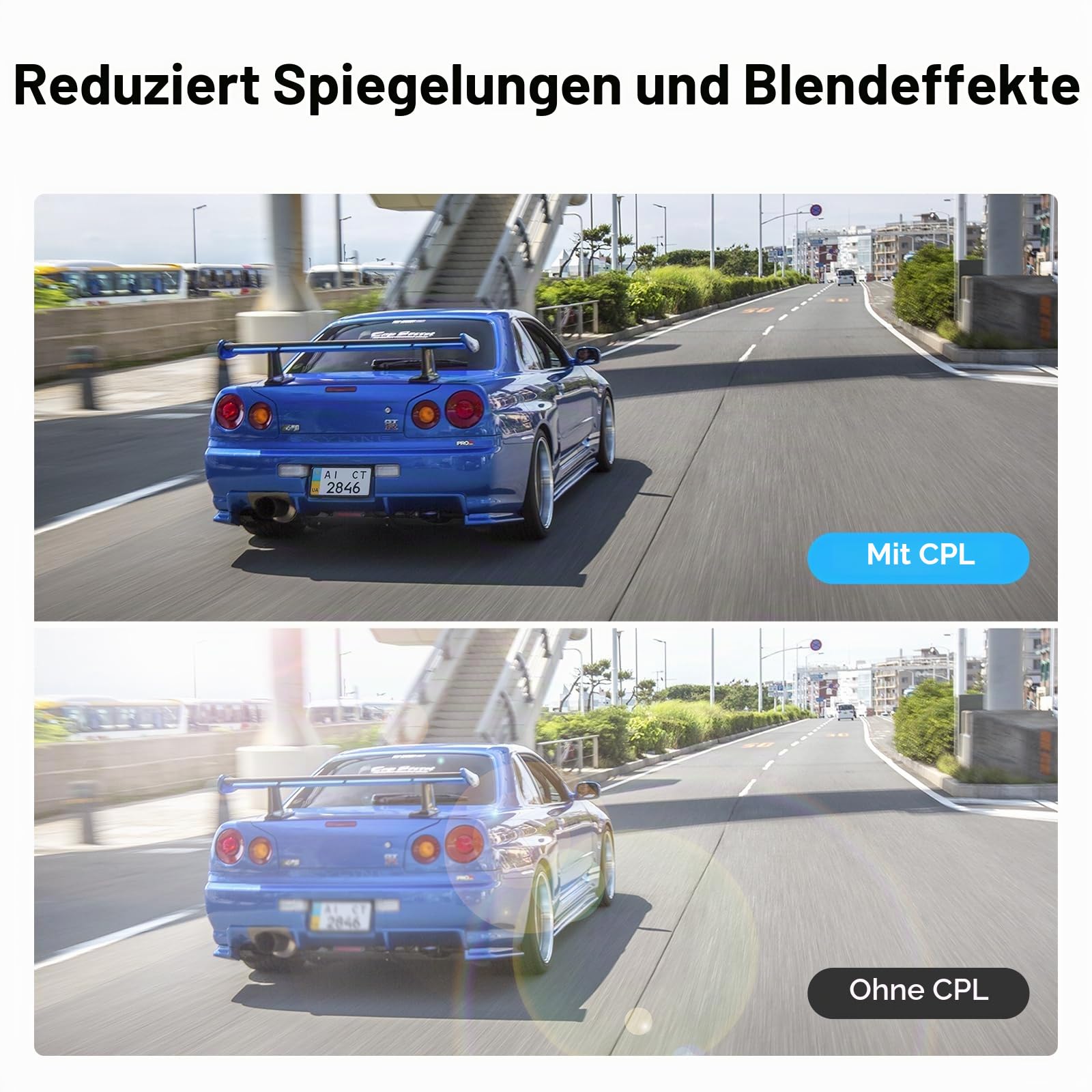 VIOFO CPL Zirkular-Polarisationsfilter für A119 V3/ A119 MINI 2 / A119M Pro / A129 Reihe Front/Rückscheibe Auto Kamera Dashcam Objektive, Reflexion reduzieren