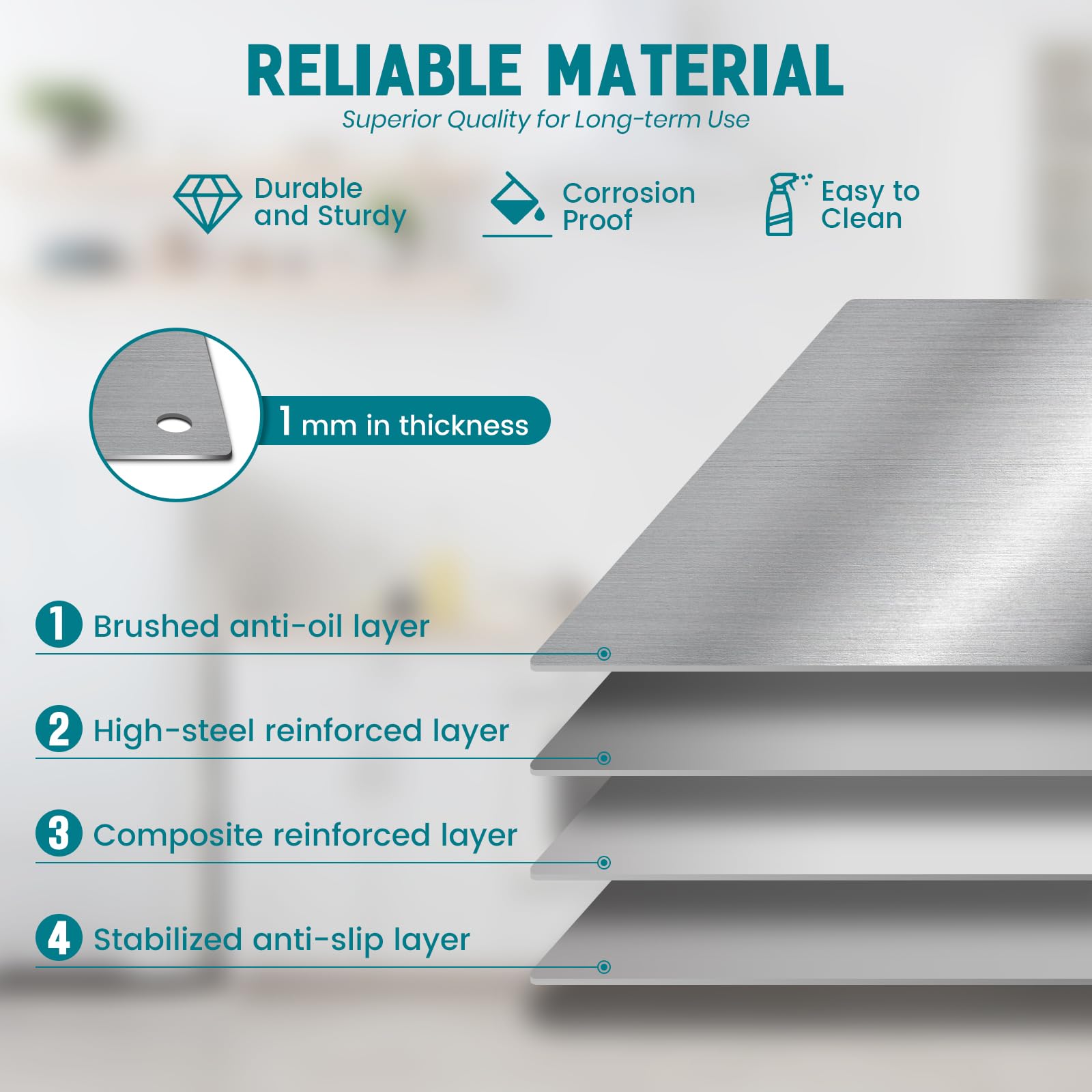 VENFAN 24" x 30" Stainless Steel Backsplash for Stove - Ultra Flat Metal Splatter Guard for Kitchen Wall, Stove Backsplash Panel with 4 Pre-Drilled Holes, Easy Install — view 3