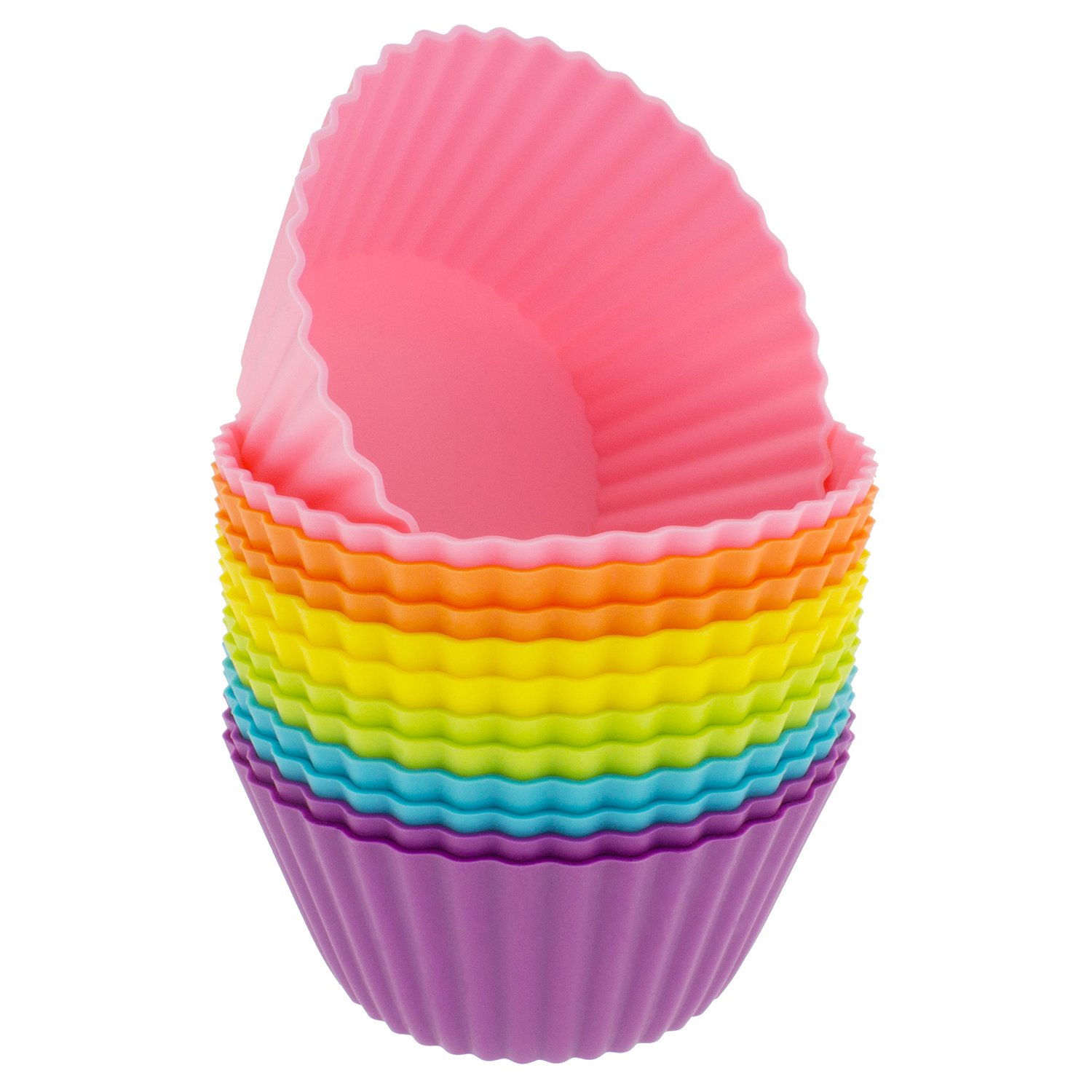 Freshware 24-Pack Silicone Standard Round Reusable Cupcake and Muffin Baking Cup