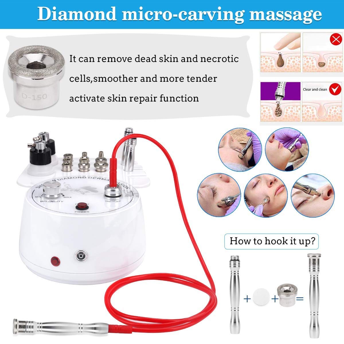 Microdermabrasion Machine, 3 in 1 Portable Diamond Microdermabrasion Dermabrasion Machine Facial Care Salon Equipment w/Vacuum & Spray including 360 Cotton Filters and 2 Plastic Oil Filte : Beauty & Personal Care