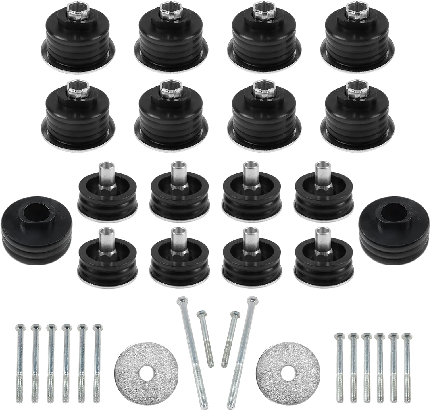 KF04058BK Body Cab Bushing Kit Fit for Ford F250 F350 1999-2007 Super Duty 2WD, 4WD, Polyurethane Body Cab Mounts, Steel Sleeves, Hardware