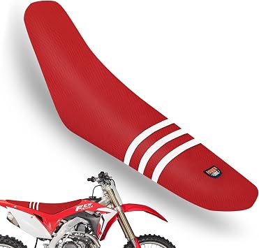 Gripper Dirt Bike Seat Cover - Universial Seat Cover for Dirt Bike Motorcycle - Non-Slip Motorcross Enduro Seat Covers Red-White