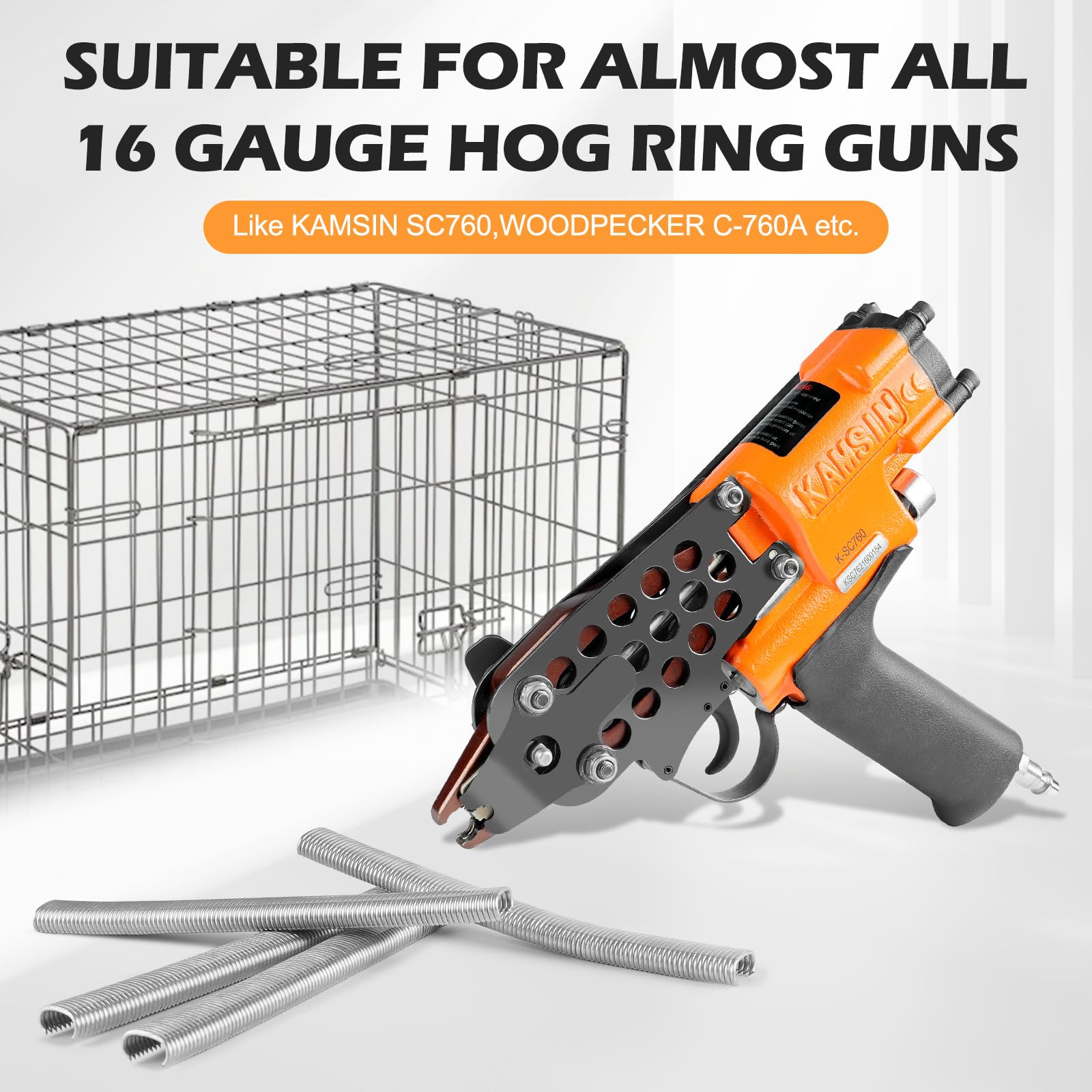 KIMSING Graffette ad anello zincate calibro 16, corona 12,5 mm C-Rings Hog Rings Hog Ring Graffette di fissaggio per pistola ad anello C, strumento per anello a C, pinza ad anello C, 1000 pezzi