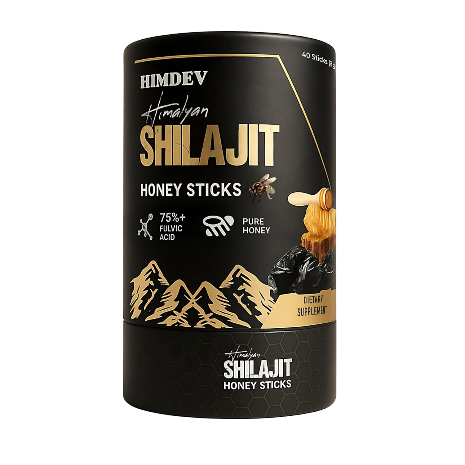 Himdev Shilajit Honey Sticks (40 Pack) – with Organic Honey for Natural Energy – On-the-Go Vitality, Great Taste
