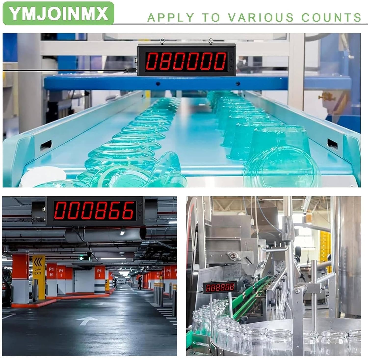 Laser Sensor Counter,6-Digit Screen Counts Up to 999999! for Production Lines, Conveyor Belts, and Visitor Tracking with LED Display,3inch