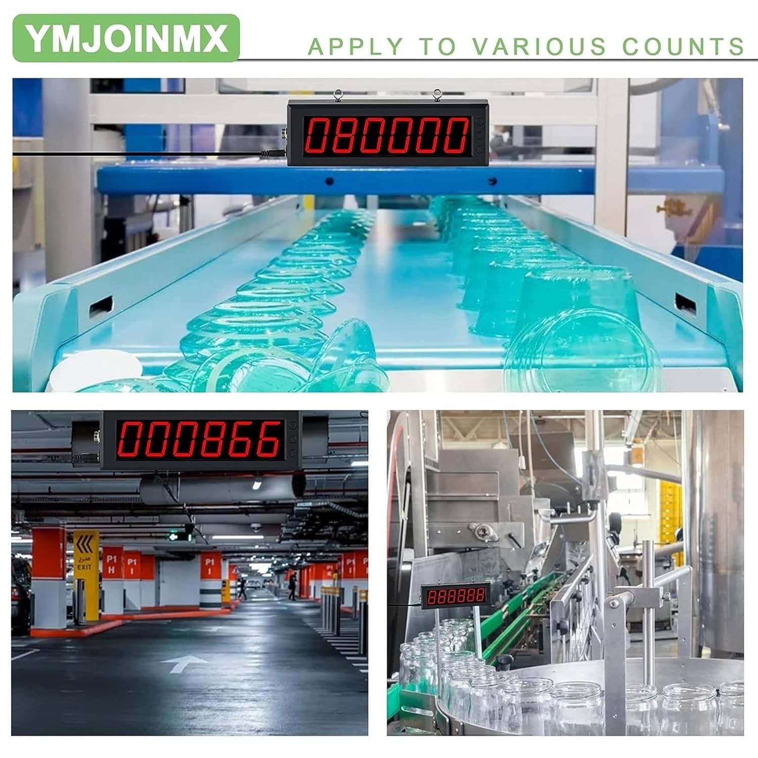 Laser Sensor Counter,6-Digit Screen Counts Up to 999999! for Production Lines, Conveyor Belts, and Visitor Tracking with LED Display(3inch)