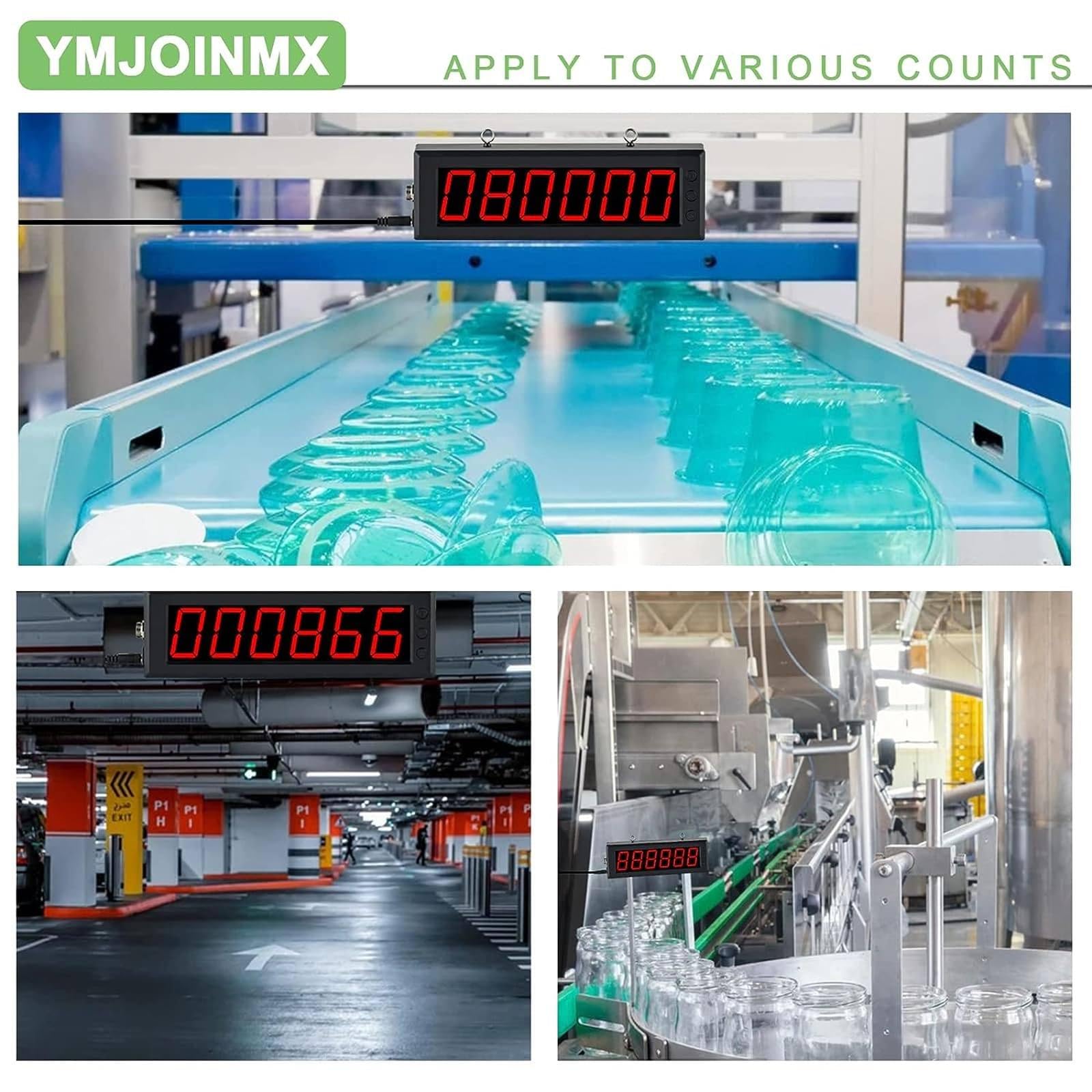 Compteur numérique, affichage LED à 6 chiffres jusqu'à 999999 pour lignes de production, bandes transporteuses, suivi des visiteurs