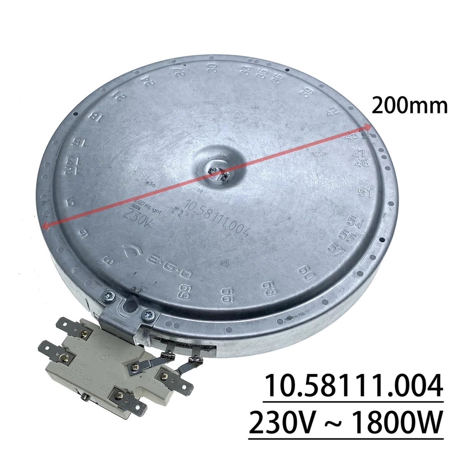 10.58111.004 Części ceramicznej płyty grzejnej Gama elementów grzejnych/Piekarnik/Zespół palnika powierzchniowego 230 V ~ 1800 W