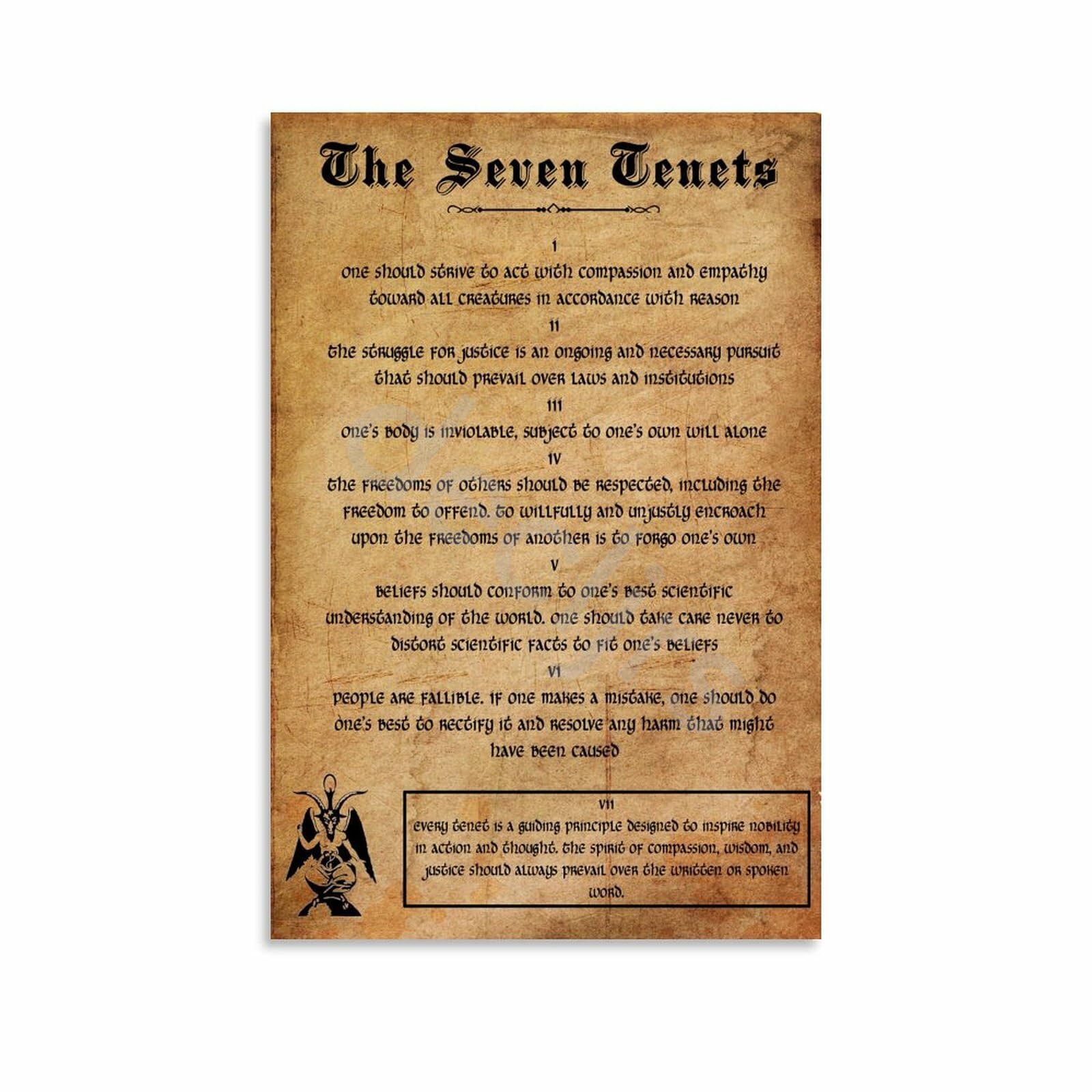 The 7 Fundamental Tenets of The Satanic Temple Poster (2) Canvas Painting for Living Room Bedroom Decor 08x12inch(20x30cm) Unframe-style