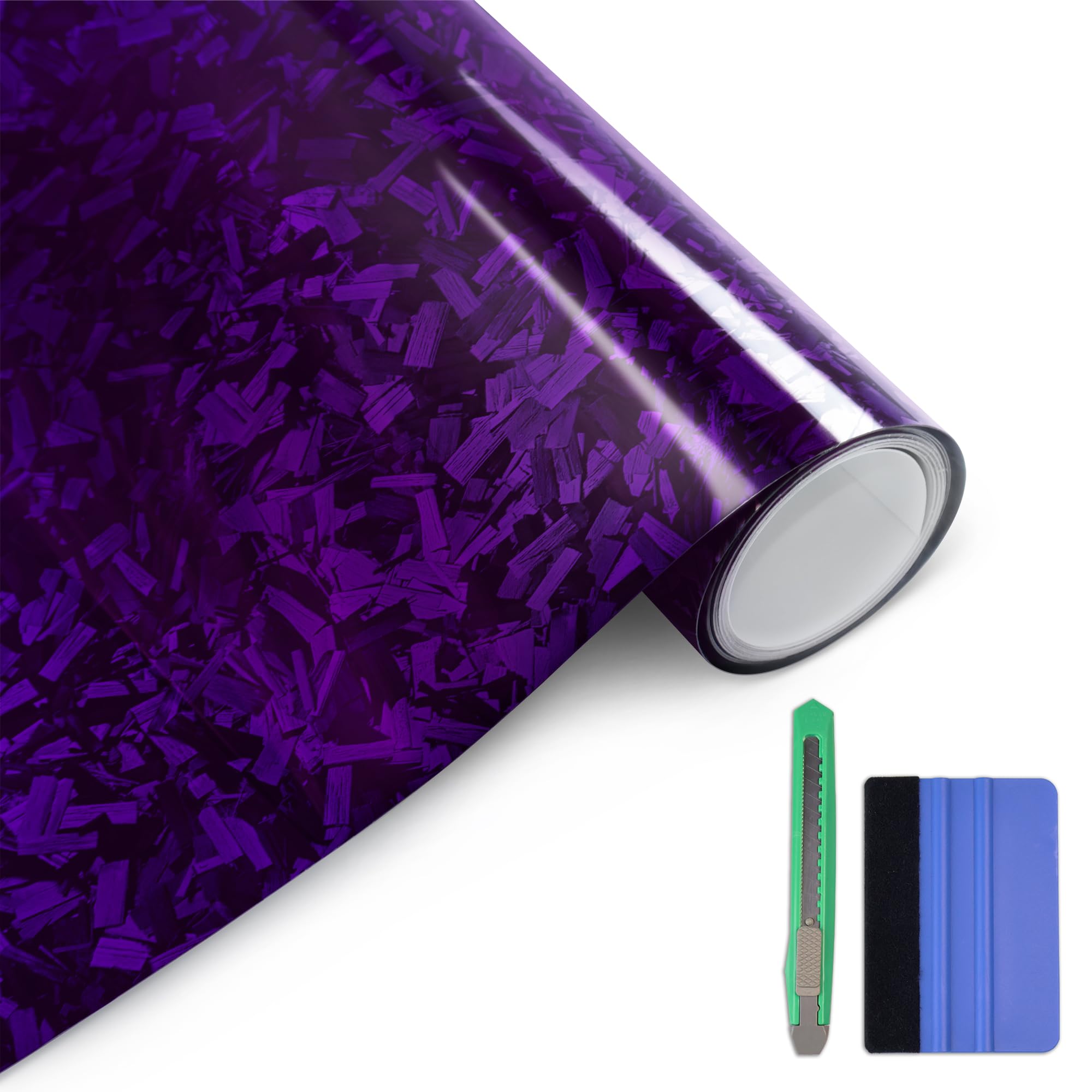 Arespark Gloss Forged Carbon Fiber Vinyl Wrap, Car Vinyl Wrap Decal Sticker Film Sheet with Air Release, Contain Installation Tool for Car Auto Morotcycle (1ft x3.5ft, Purple)