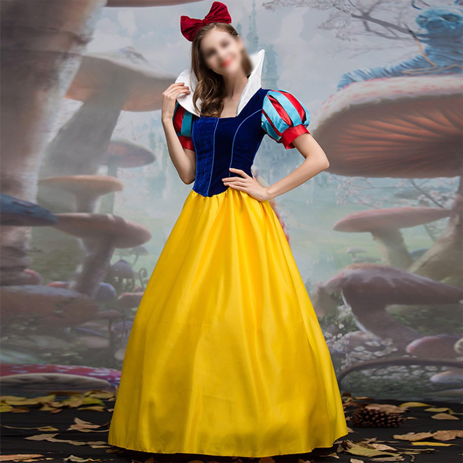FGRID Damska sukienka księżniczki Cosplay, seksowna bajkowa królewna śnieżka przebranie, plus rozmiar balu kostium na Halloween element ubioru