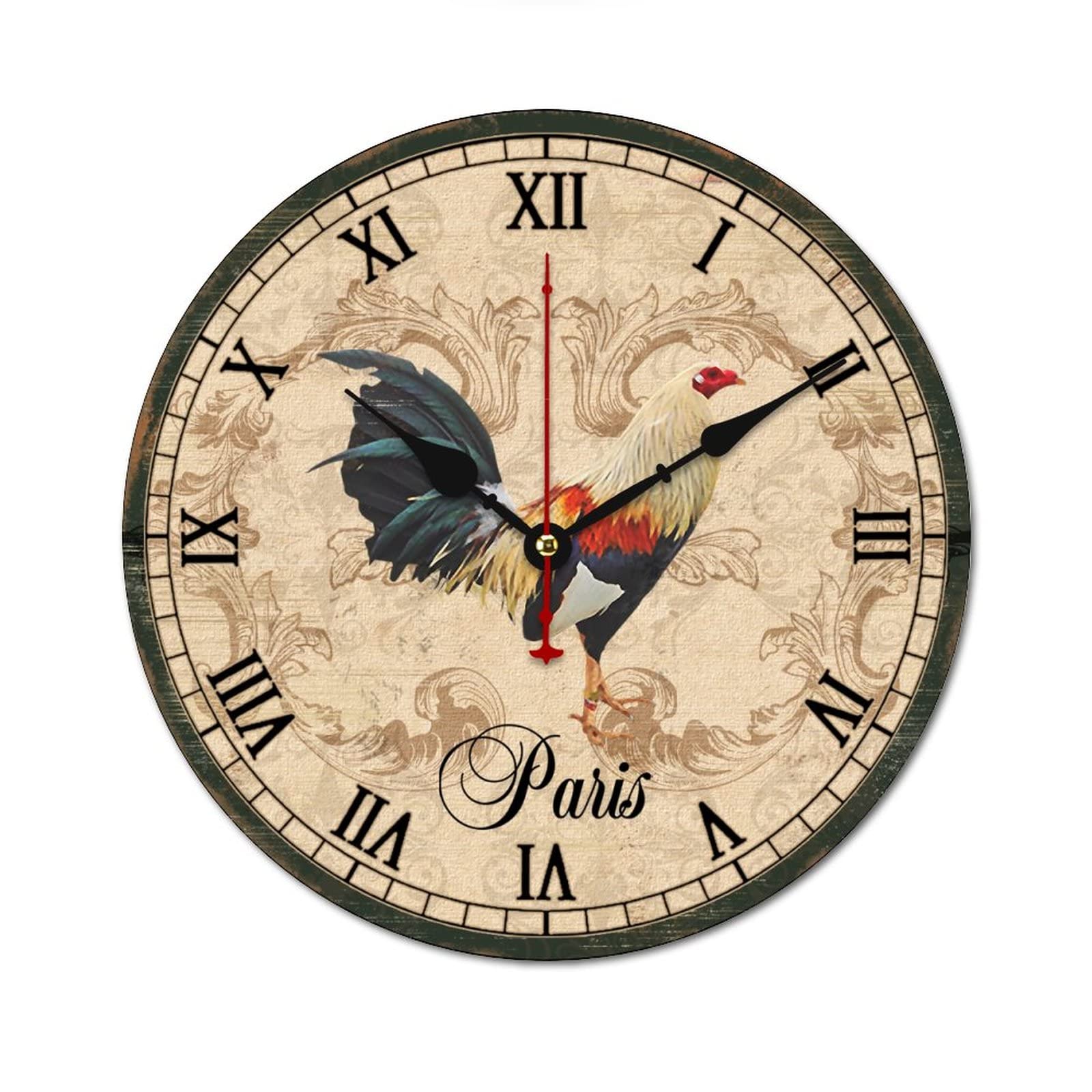 Horloge ronde en bois silencieuse sans tic-tac pour cuisine calme