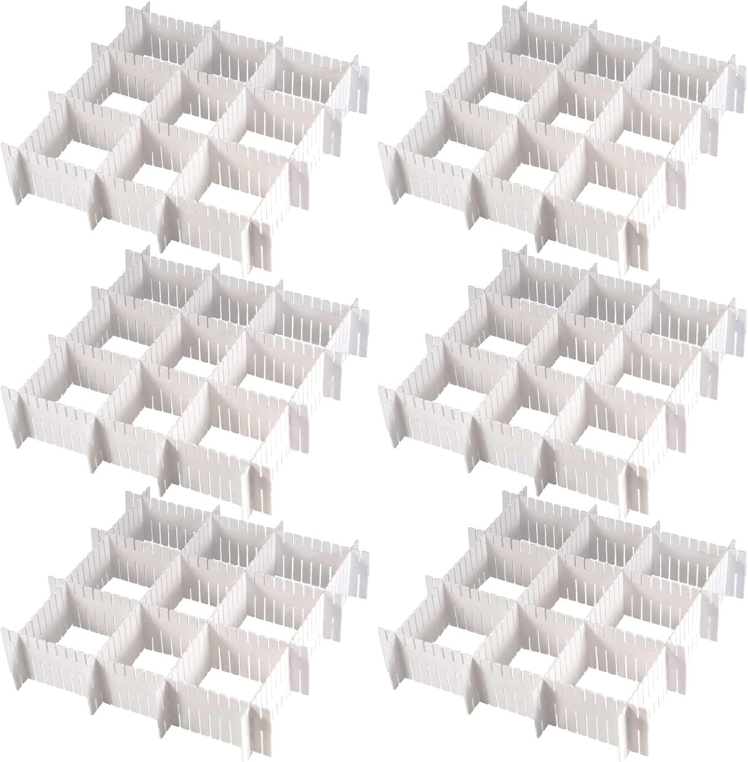 MUKCHAP 72 Pieces DIY Plastic Grid Drawer Organizer, 12.6 Inch Plastic Grid Drawer Dividers, Plastic Adjustable Drawer Dividers Organizer for Sock, Underwear, Scarf, White