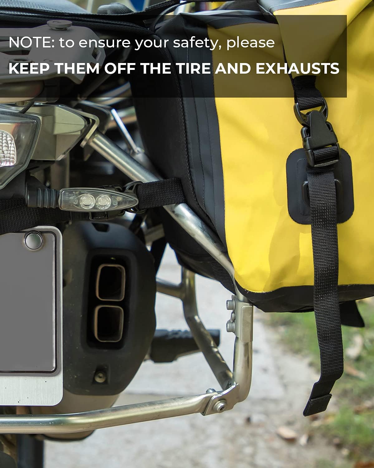 Kemimoto Motorcycle Saddlebags Waterproof 50L PVC Motorcycle Dry Saddle Bags with Hook&Loop Top Closure, Reflective Design(Matte Yellow, 2 pack) : Automotive