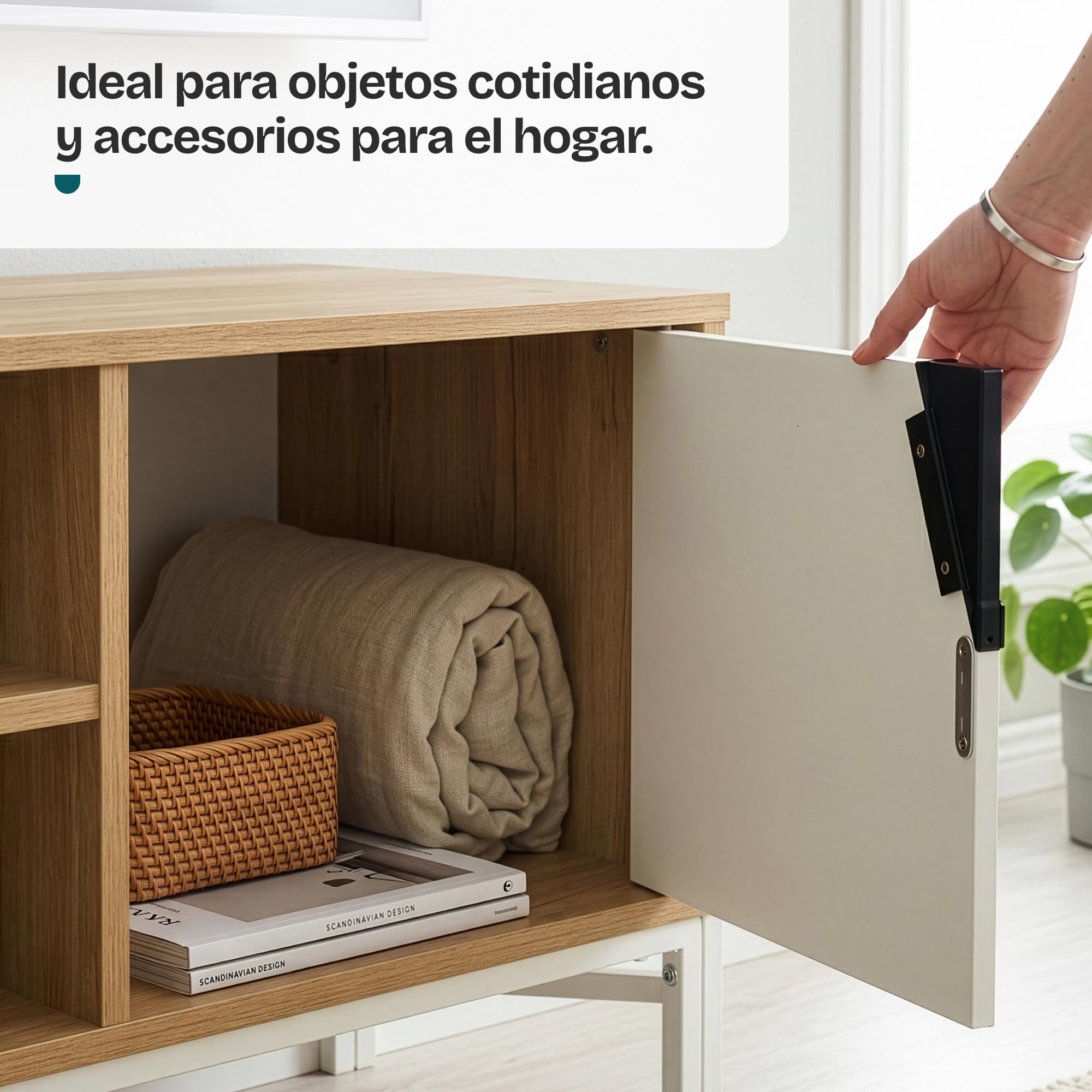 [en.casa] Mueble de TV Kerrköndam con Puertas 120x40x46 cm Roble y Blanco