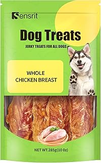 Whole Chicken Breast Dog Treats - Meaty, Chewy Jerky Strips for Large Dogs - High Protein Snacks, Training Rewards, 45% Protein Content for Muscle Support