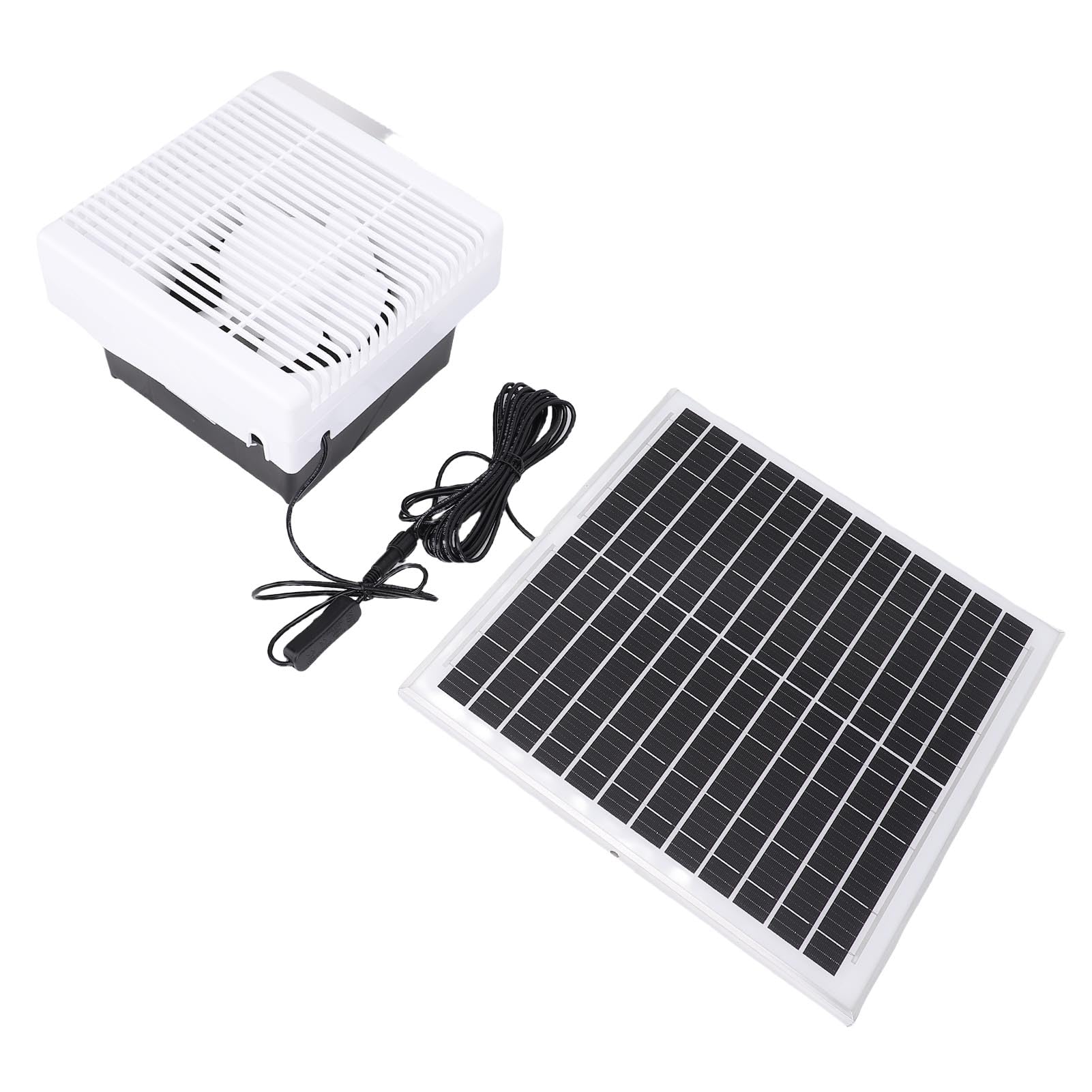 Pssopp In Lega di Ventola di Scarico Solare, Plastica e Alluminio, Flusso d'aria Efficiente con Pannello Solare da 20 W per Serre e Pollai