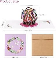Vista 2 de Giiffu Tarjeta de felicitación de papel 3D con sobre, tarjeta de feliz cumpleaños para mujeres, mamá, esposa, tarjetas de felicitación para todas