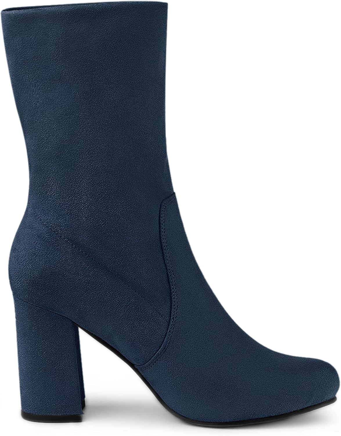 Allegra K Women's Stretch Round Toe Block Heel Sock Ankle Boots