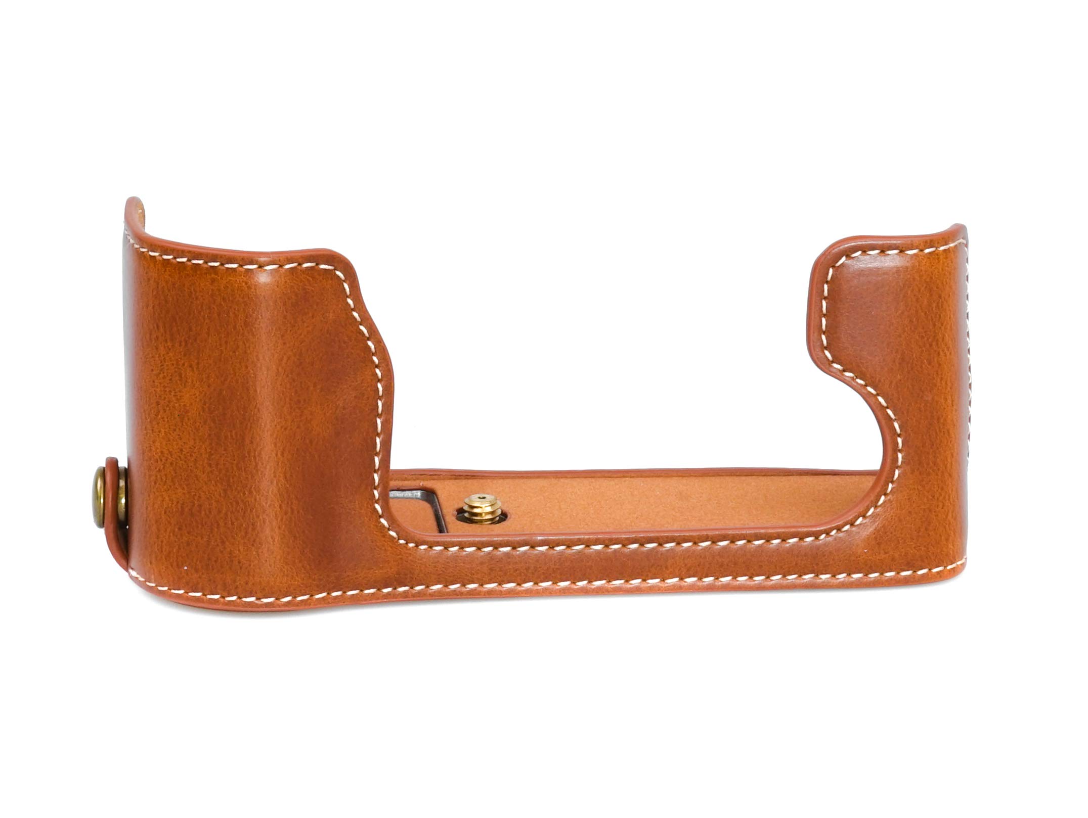 CC1766b Half Case Compatible with Fujifilm X-E1 / X-E2 Faux Leather Brown