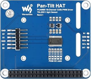 Waveshare 2-DOF Pan-Tilt HAT, Compatible with Raspberry Pi Series Motherboards/Jetson Nano