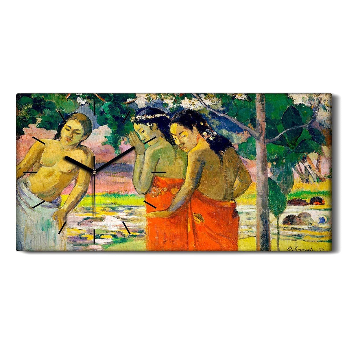 Horloge sur Toile Art Mural Haut de Gamme Décoration Moderne Silencieuse 60x30cm