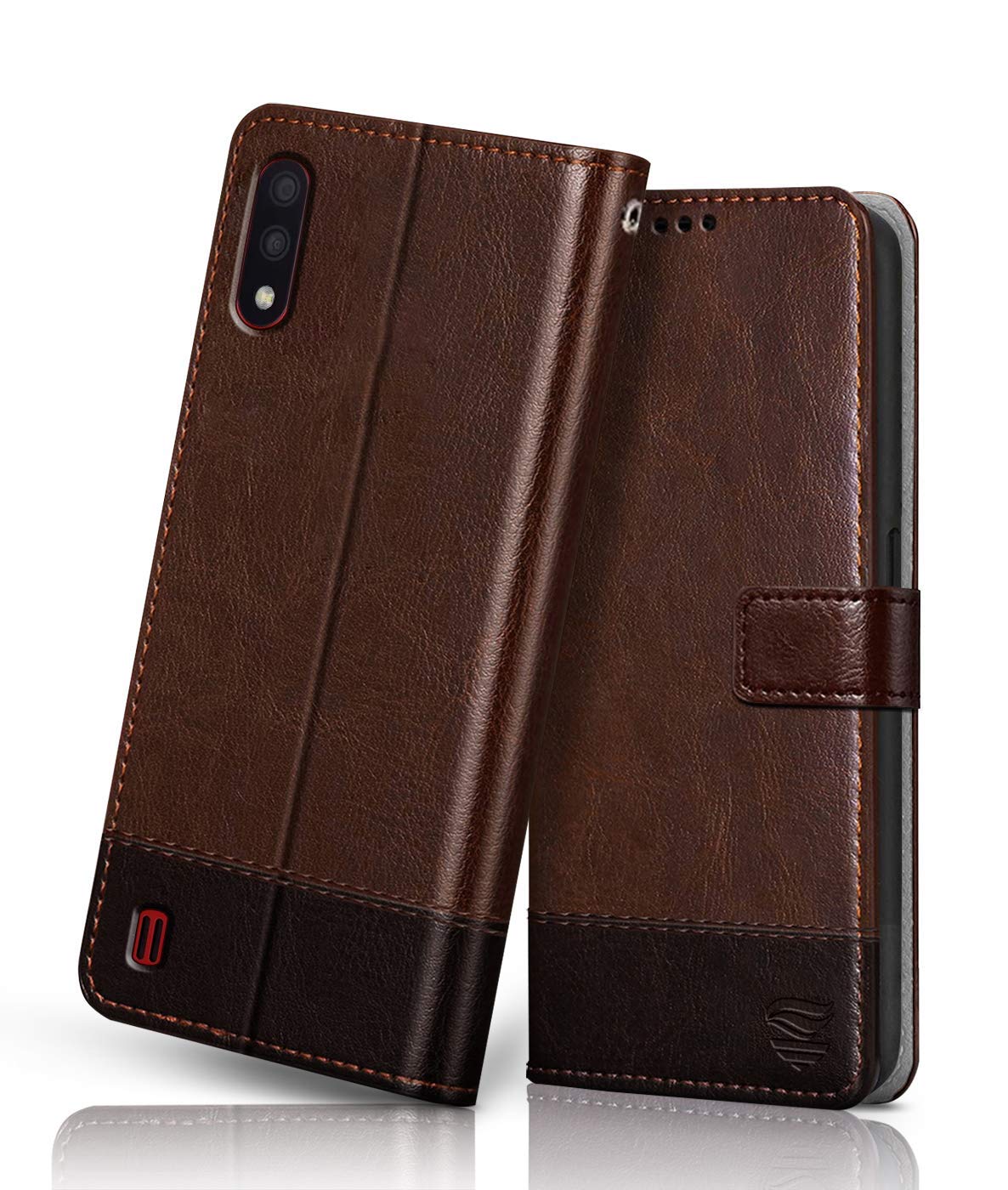 FLIPPED Vegan Leather Flip Case Back Cover for Samsung Galaxy M01 (Flexible, Shock Proof | Hand Stitched Leather Finish | Card Pockets Wallet & Stand | Brown with Coffee) (B08G4NQHW4) Amazon Price History, Amazon Price Tracker