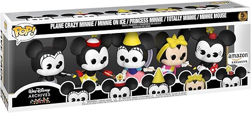 Funko Pop Disney: Minnie Mouse - Paquete de 5 personajes estándar de Disney, exclusivo de Amazon, figura de vinilo coleccionable, idea de regalo,