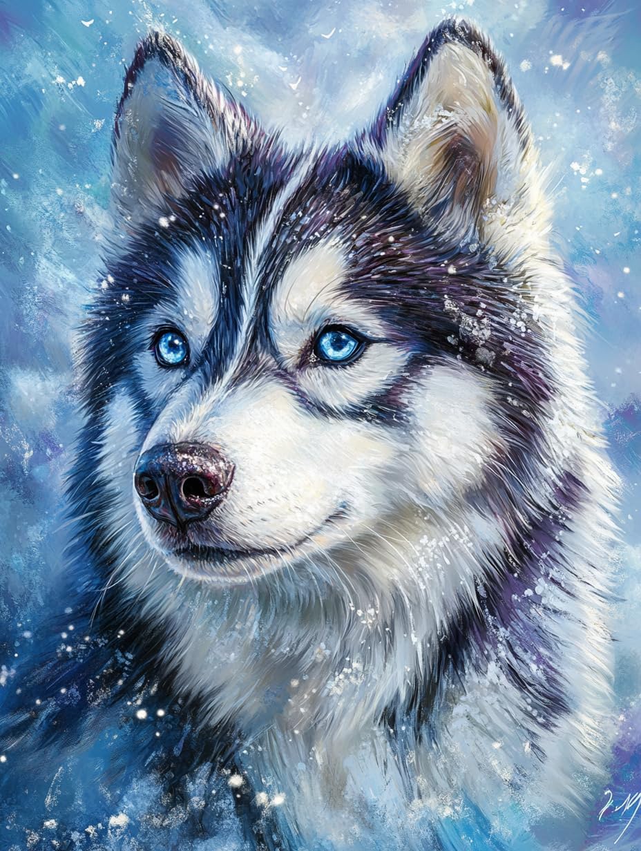 5D Husky Diamond Art 12x16 Inch Full Drill Diamond Painting Kits for Adults & Beginners - DIY Art Crafts for Relaxation and Home Wall Decor 1