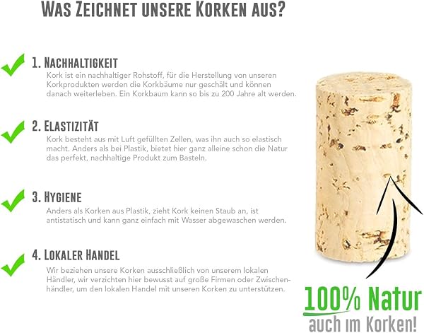ELES VIDA 500 Nuevos tapones artesanales - tapones de corcho de botella como corchos de vino para decorar, embellecer, manualidades - tapones de corcho natural como accesorios de artesanía para niños - 4