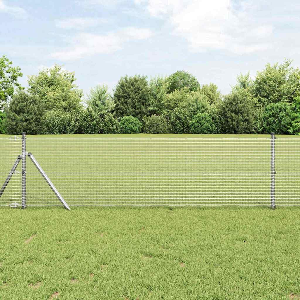 Geschweißter Drahtzaun Silber, Zaunfeld für Garten und Terrasse, robustes Zaunelement mit Metallgitter, Sichtschutz, Windschutz und Trennwand für Außenbereich und Vorgarten