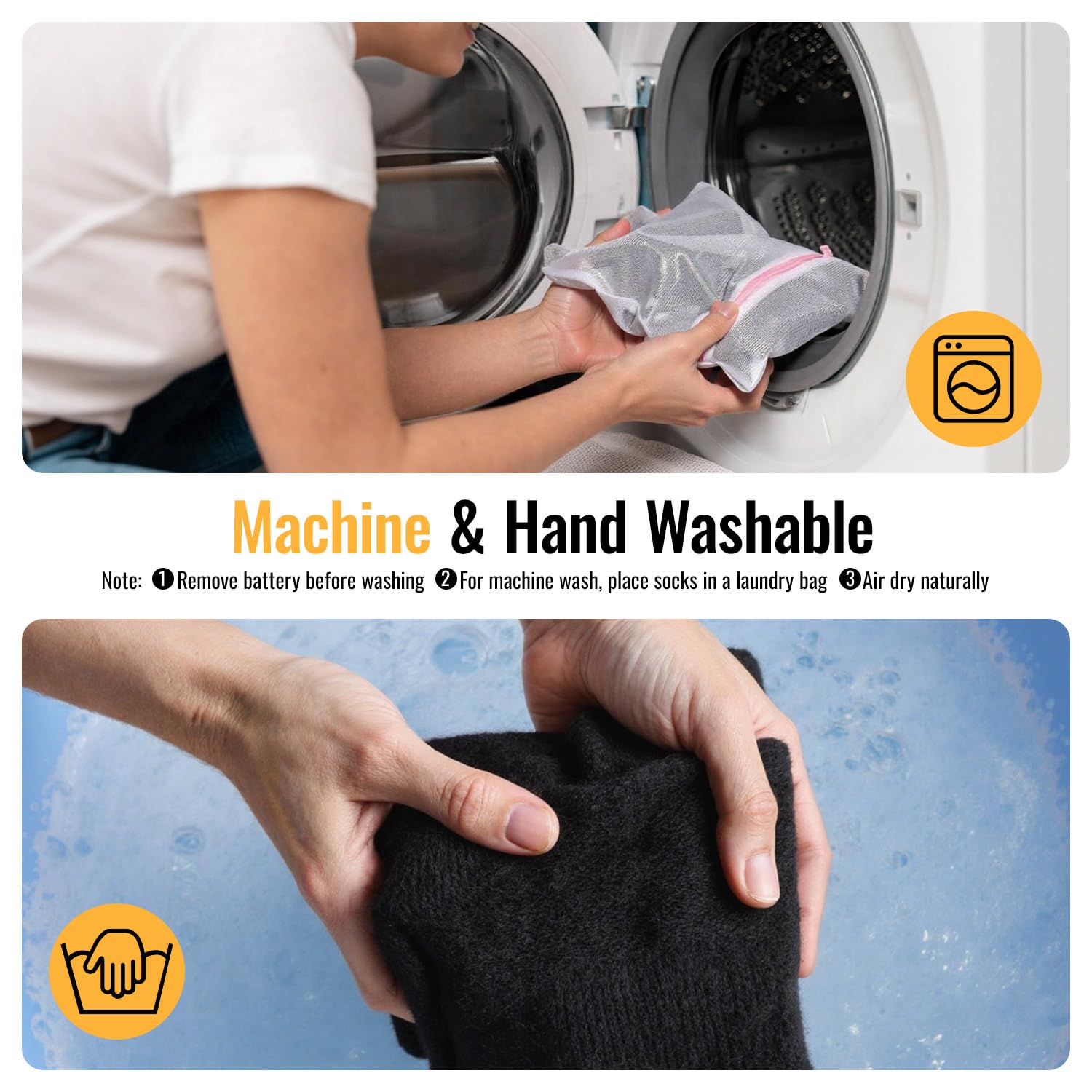 Heated Socks for Men Women, 6000mAh Rechargeable Electric Heated Socks with APP & Battery Dual Control & 4 Heat Levels, Machine Washable Foot Warmers with Laundry Bag for Skiing Hiking Camping