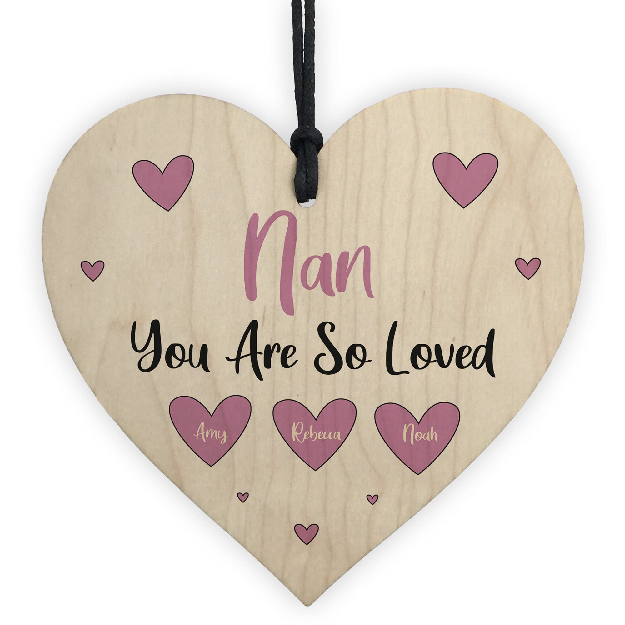 Personalised Mothers Day Gift For Nan Wood Heart Special Nan Birthday Gift Love Sign