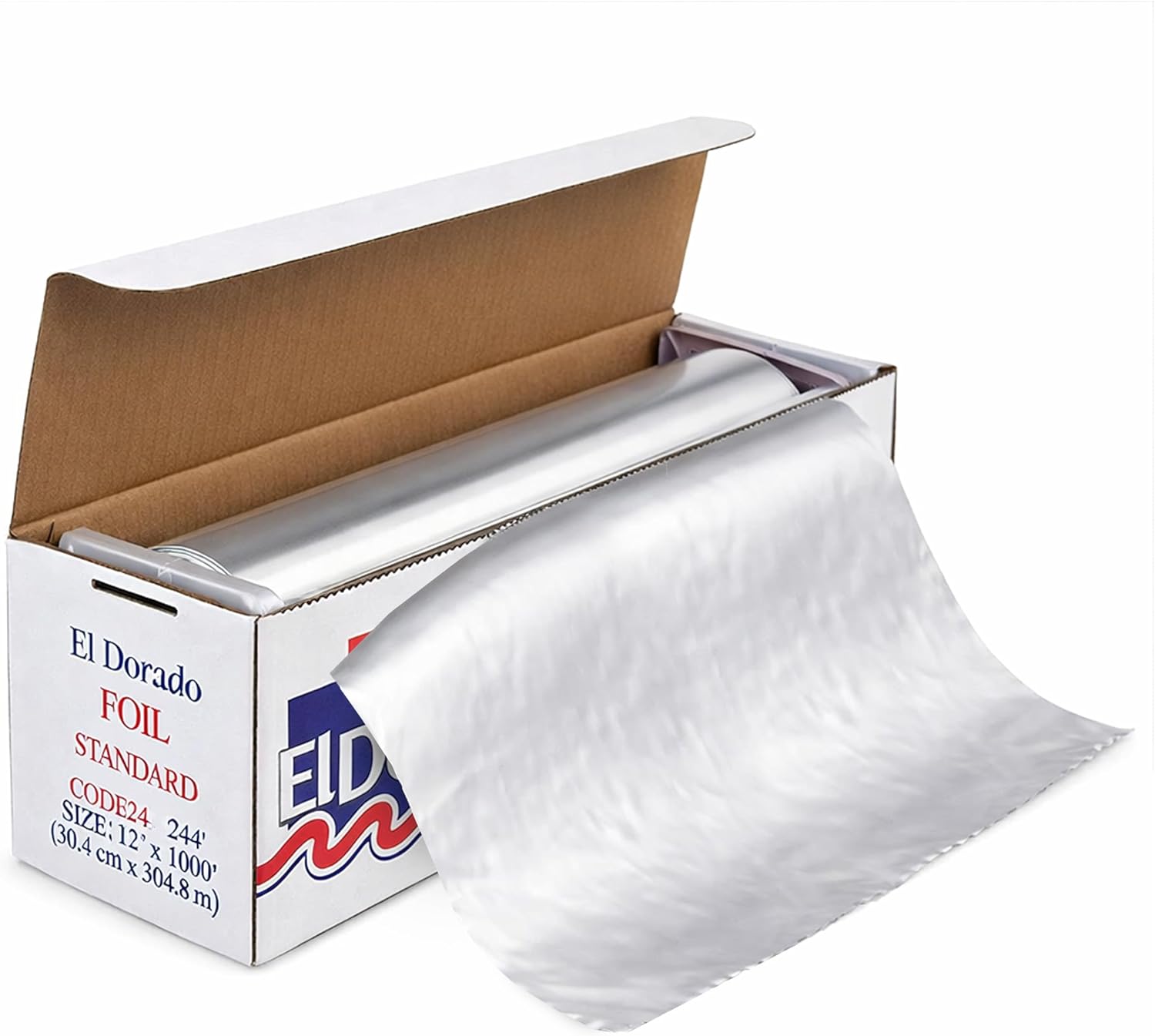 IDL Packaging 12" x 1000' El Dorado Aluminum Foil Roll in Self-Dispensed Box with Cutter (Pack of 1) - Standard Tin Foil for Grilling, Wrapping, Smoking, Baking - Food Safe Disposable Foil Wrap