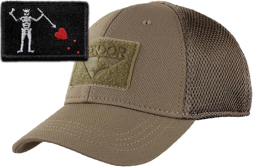 Condor MESH Fitted Tactical Cap Bundle - Blackbeard - Choose Size/Color