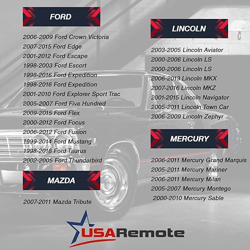 Miniatura 4 de Control remoto de entrada sin llave para Ford, Lincoln, Mercury, Mazda Mustang (rojo), juego de 2