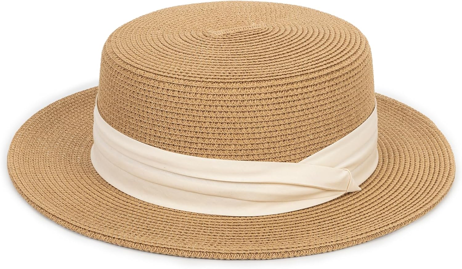 Straw Boater Summer Sun Hat - Wide Brim Fedora Panama Summer Beach Hat for Men Women(Size:Large) - Image 6