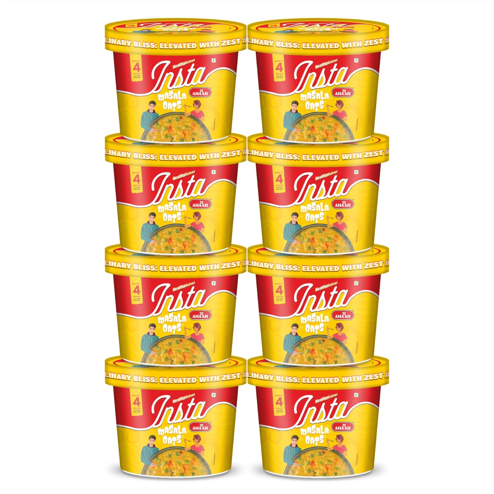 Insta Ahaar Masala Oats - Pack of 8 Cups (55g Each) | Ready-to-Eat | Instant Snack (B0D4DZGSXP) Amazon Price History, Amazon Price Tracker