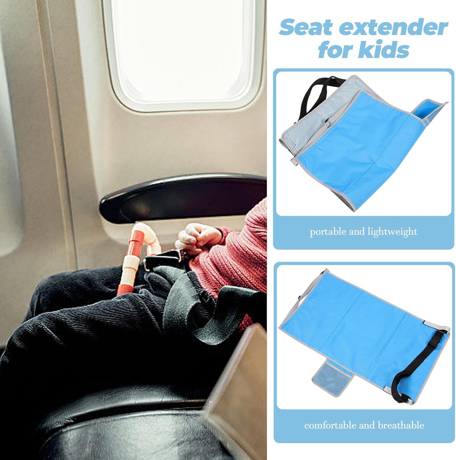 VICASKY Portable Airplane Seat Extender Footrest with Comfortable Fabric Material, Not Easy to Fall, for Travel and Long Journeys