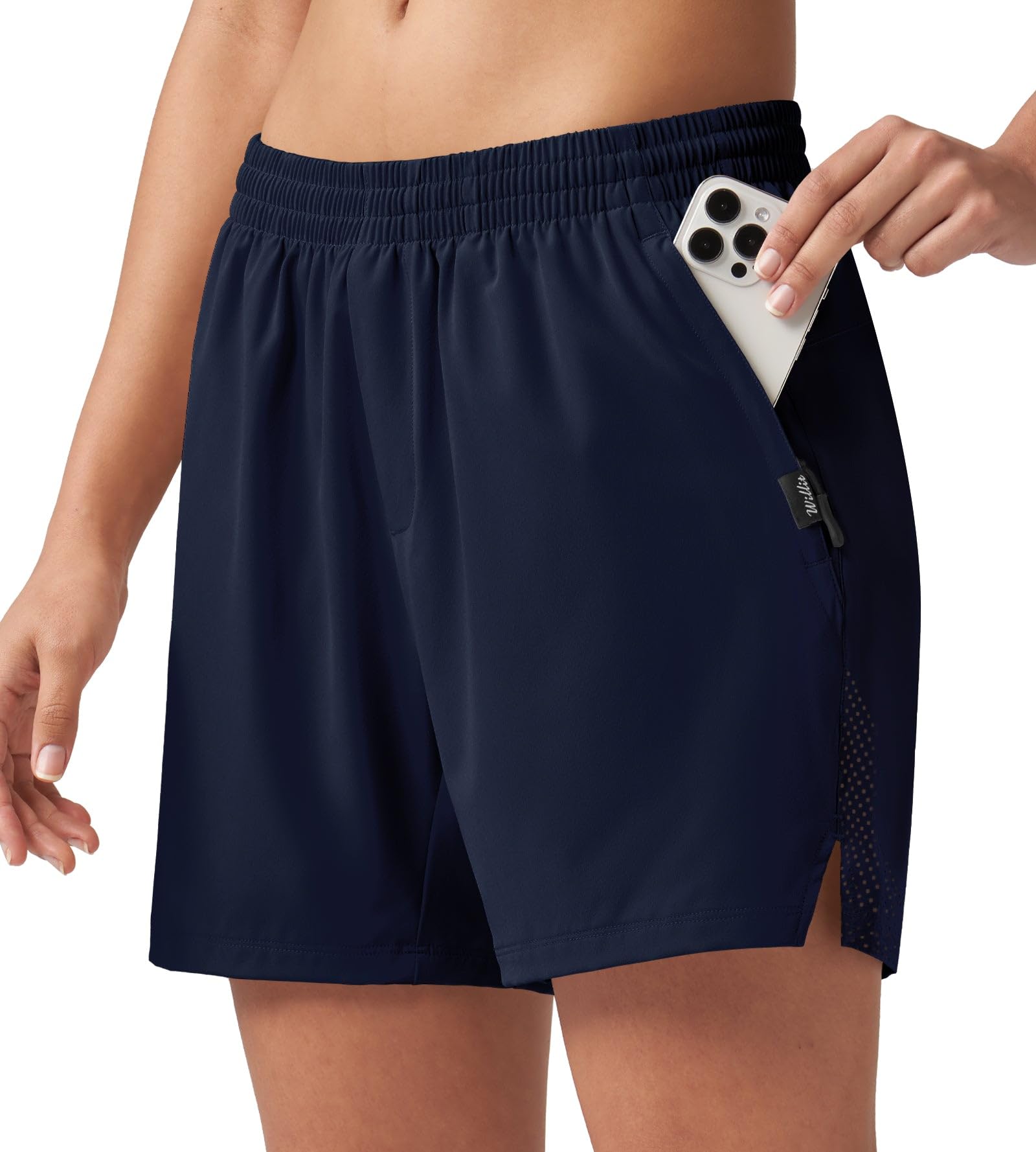 Willit Women's 5'' Hiking Athletic Shorts with Zipper Pockets Quick Dry for Running, Workout, Travel